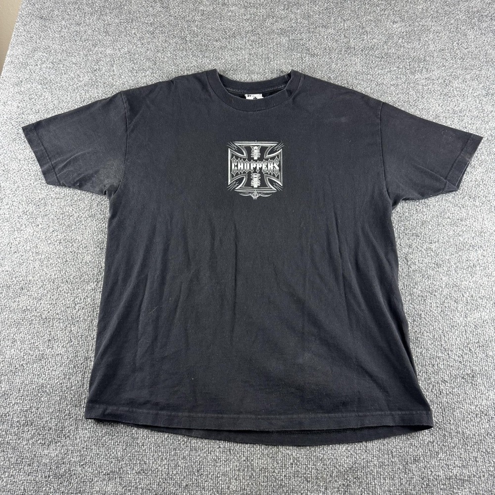 VINTAGE West Coast Choppers Shirt Men XL Black Long Beach Graphic Tee Biker Y2K